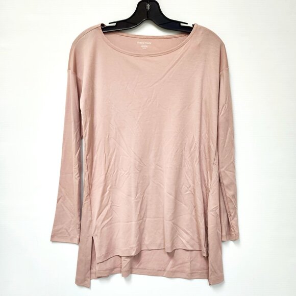 Eileen Fisher Women's Blush Long-Sleeved Top W/Asymmetrical Hemline Size XS - Picture 1 of 4